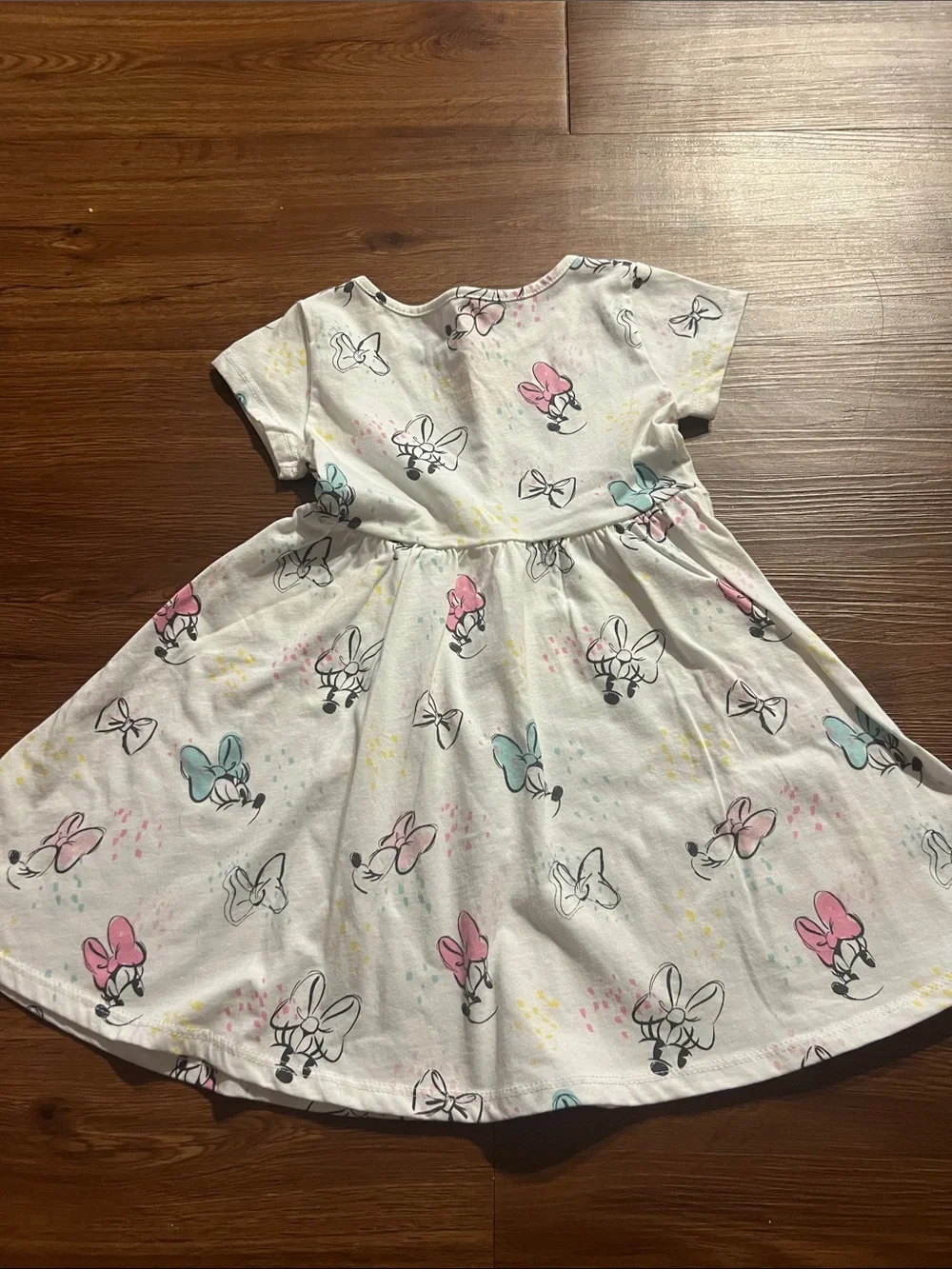 Girls' White Bow Print Short Sleeve Dress - Cute Pastel Bows